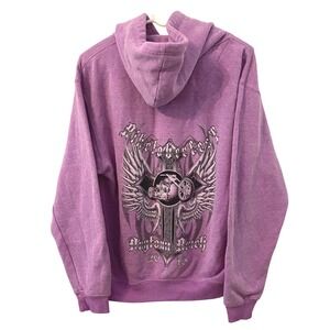 Pacific & Co Daytona Beach 2015 Biker Motorcycle Hoodie Purple Womens M